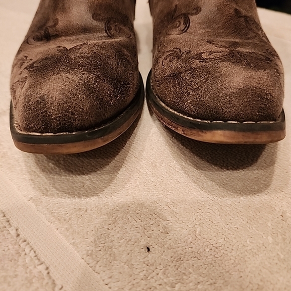 Roper western boot slouch distressed appearance short inside zip textile sz 7 - Picture 4 of 13